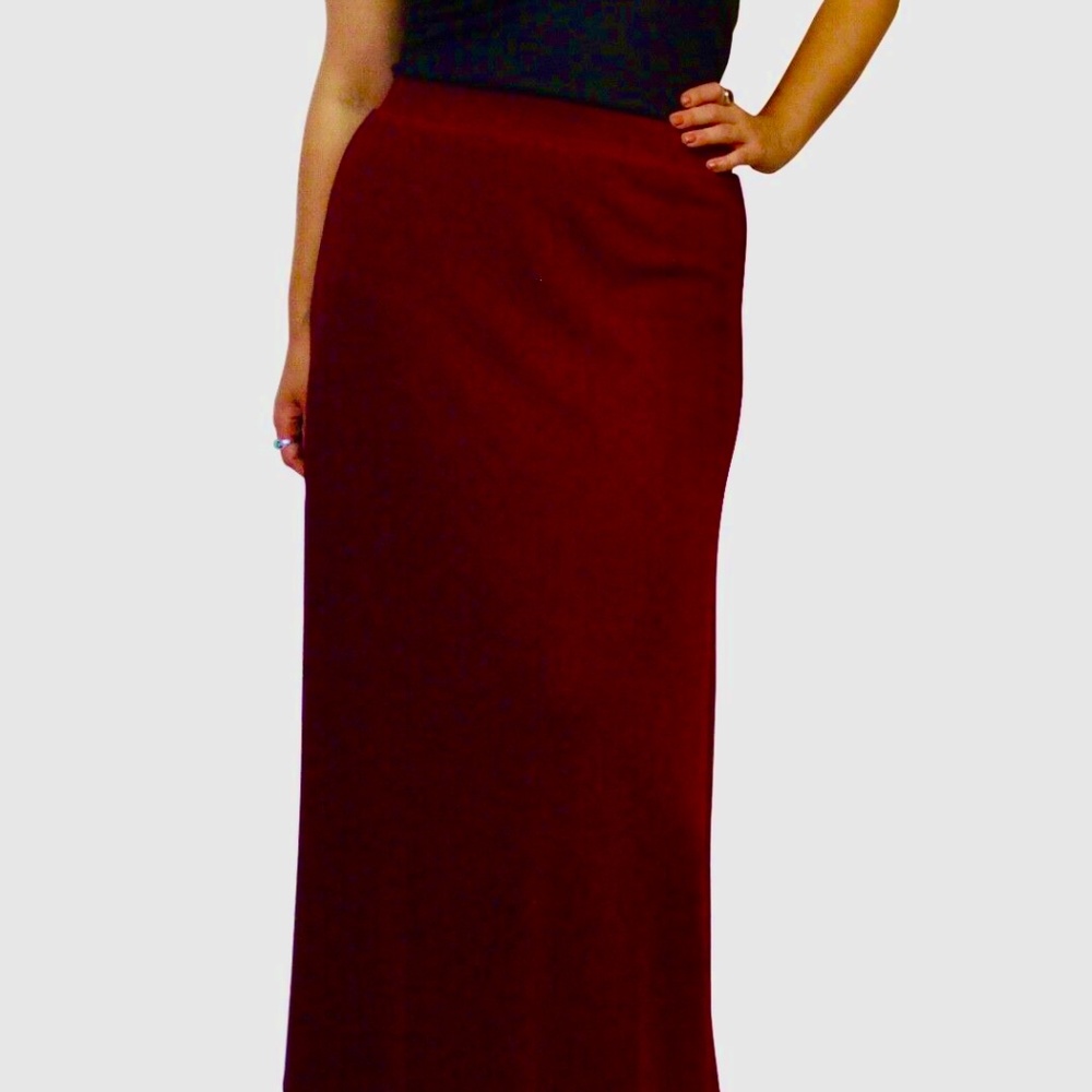 NEW Formal Textured Full Length Maxi Skirt- Burgundy